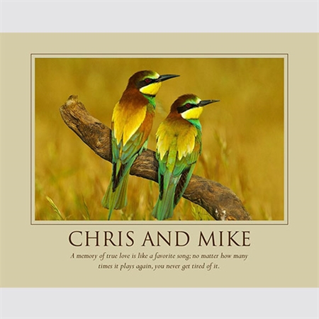 Love Birds Singing - Print with Custom Text for Anniversary - myDaVinci